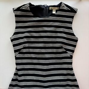 Lark & Ro Black and White Striped Dress with Ruffle Detail. Sz M. Preppy.